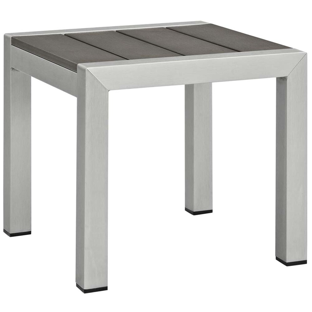 Modway Silver Gray Shore Outdoor Patio Aluminum Side Table